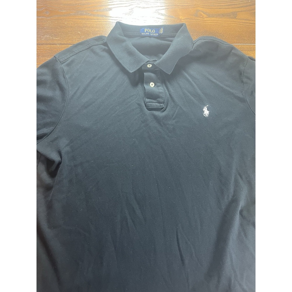 Polo Ralph Lauren Polo Shirt Mens 2XL Black Classic Fit White Pony Casual EUC